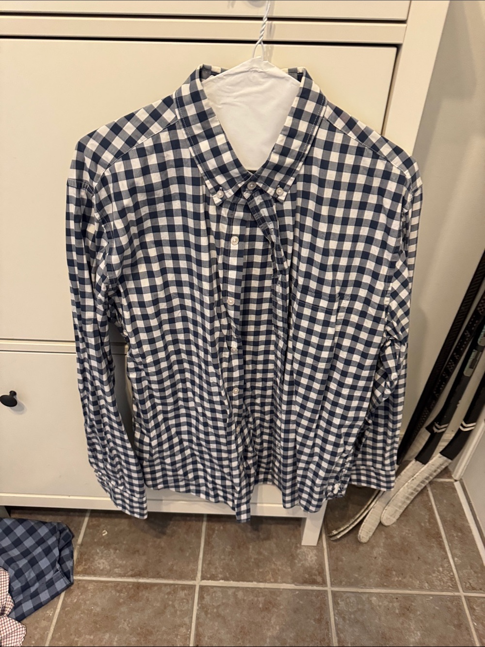 J. Crew Navy and White Gingham Button-Down Shirt